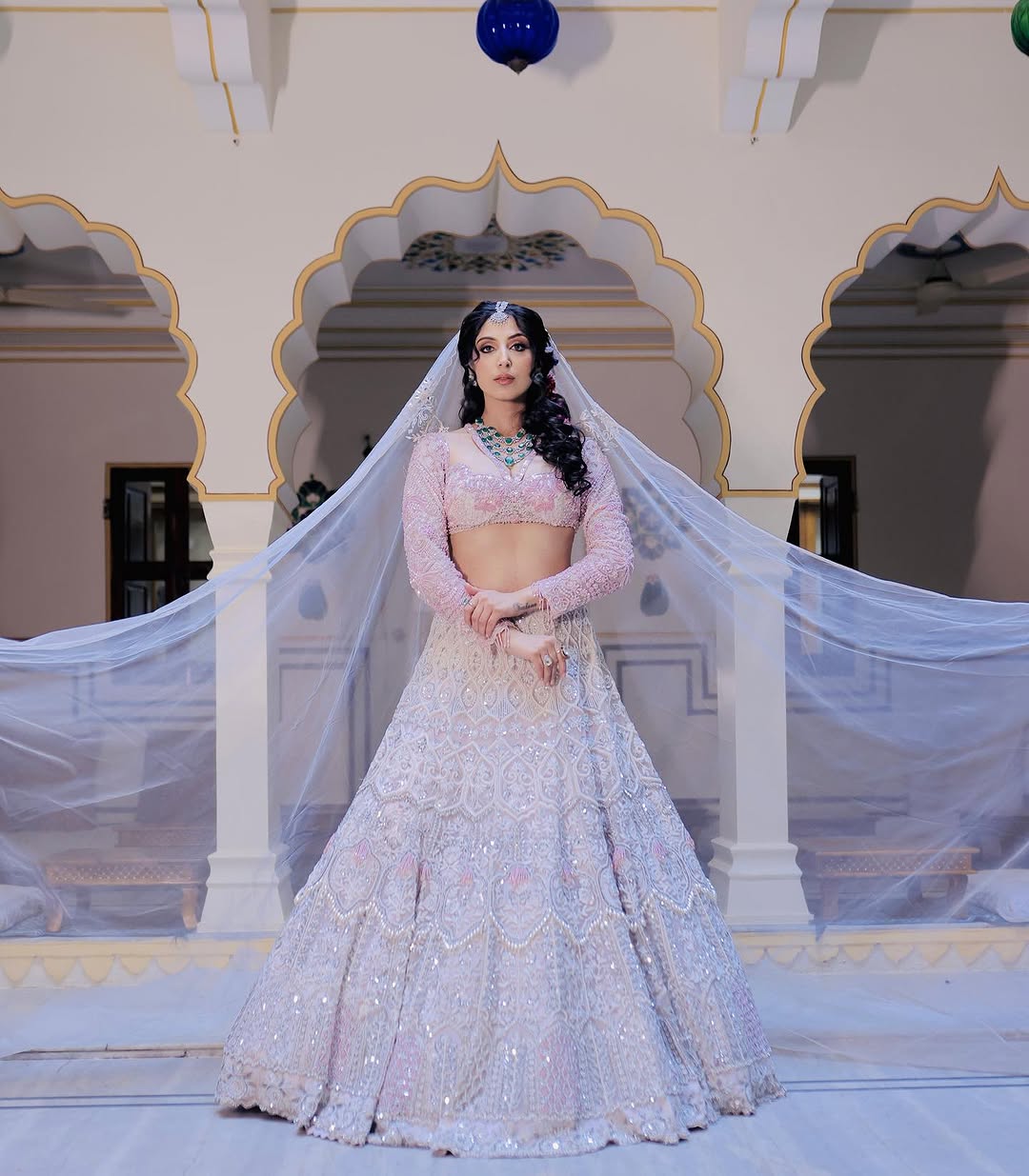 IVORY & PINK EMBROIDERED LEHENGA