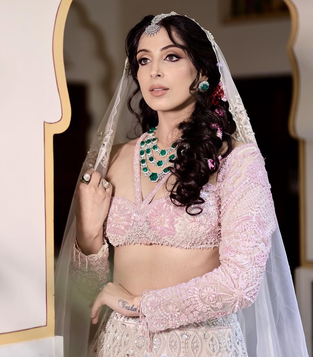 IVORY & PINK EMBROIDERED LEHENGA