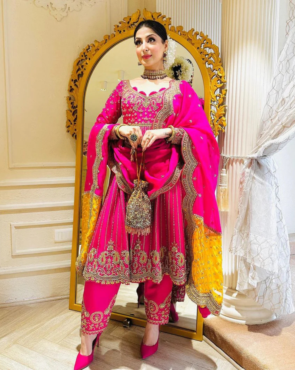 CHERRY PINK HEAVY ANARKALI SUIT WITH DUPATTA EMROIDERY