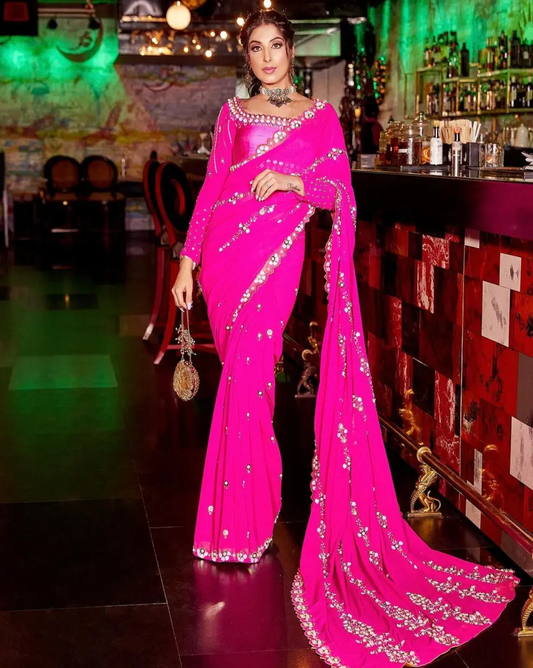 PLYMOUTH PINK COLOR SAREE