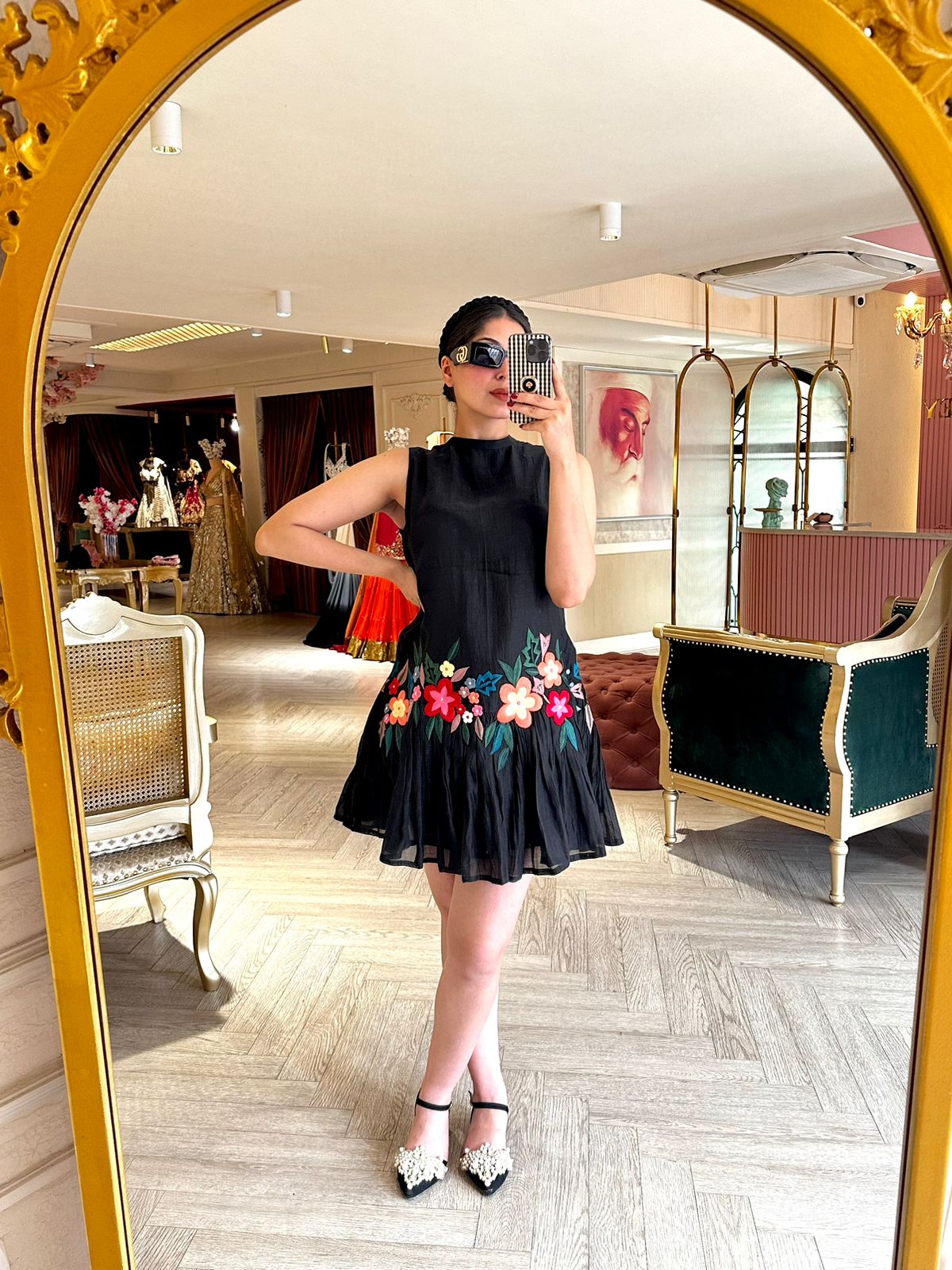 BLACK SHORT  PLEATED DRESS